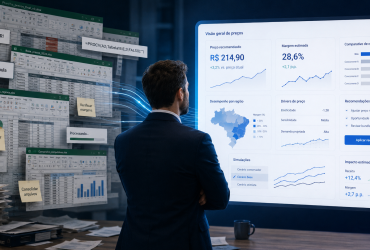 comparação entre planilha manual e software de pricing para gestão estratégica de preços.